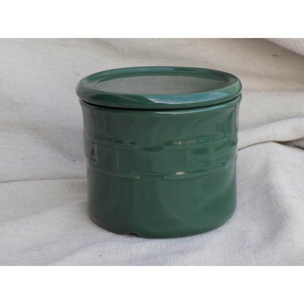 Ivy Green 1 Pint Salt Crock w/ Lid Pillar Candle Holder Longaberger